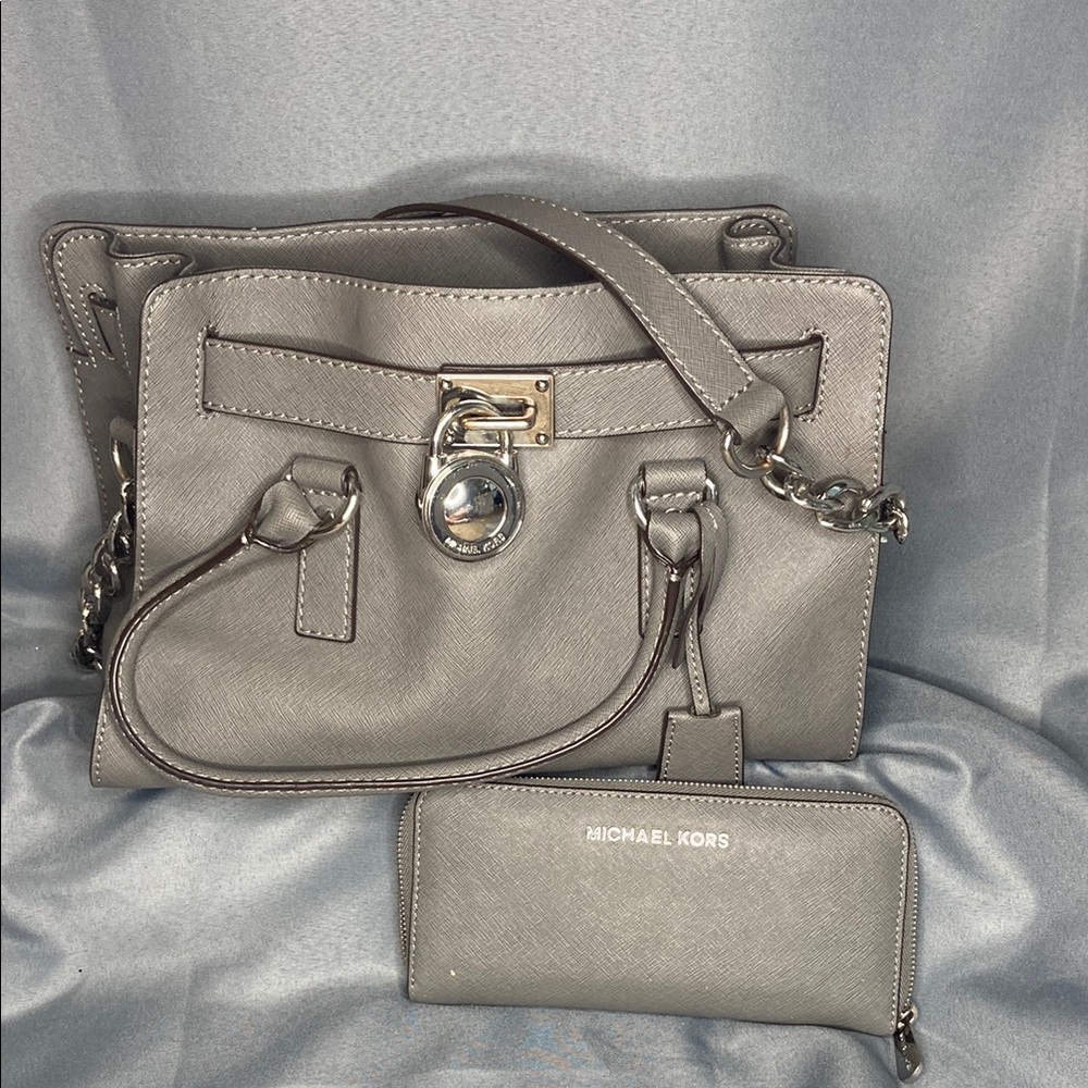 Michael Kors Satchel and Wallet Set in Gray